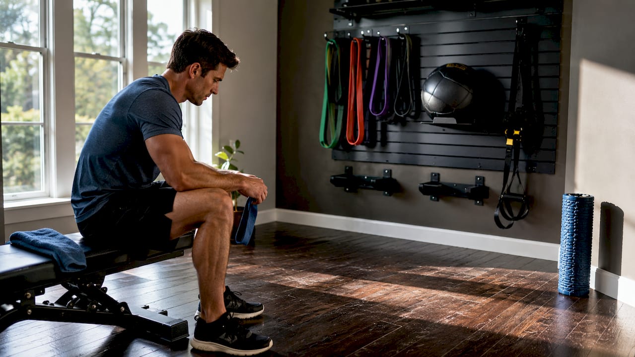 Home strength training equipment setup
