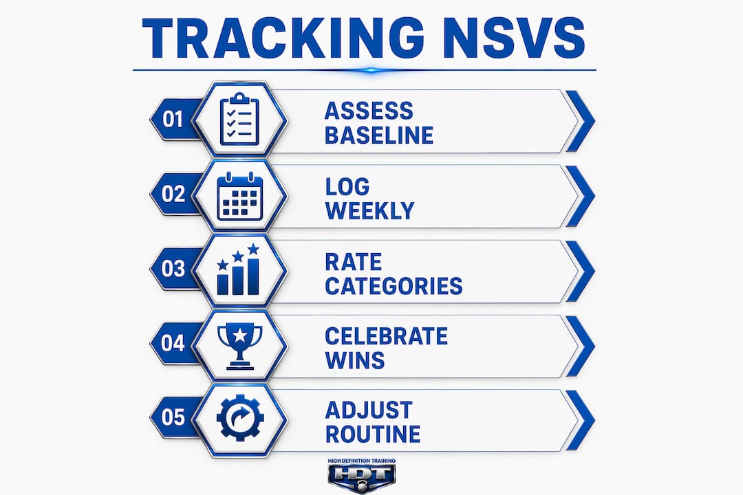 Infographic illustrating steps to track non-scale victories
