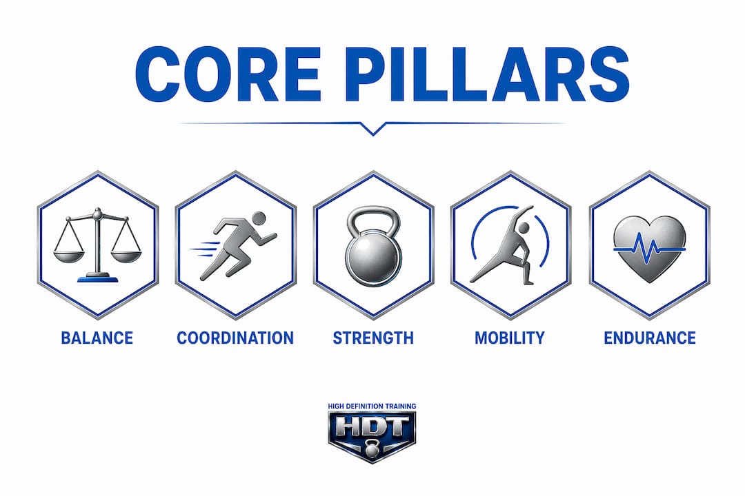 Infographic illustrating core principles of functional fitness