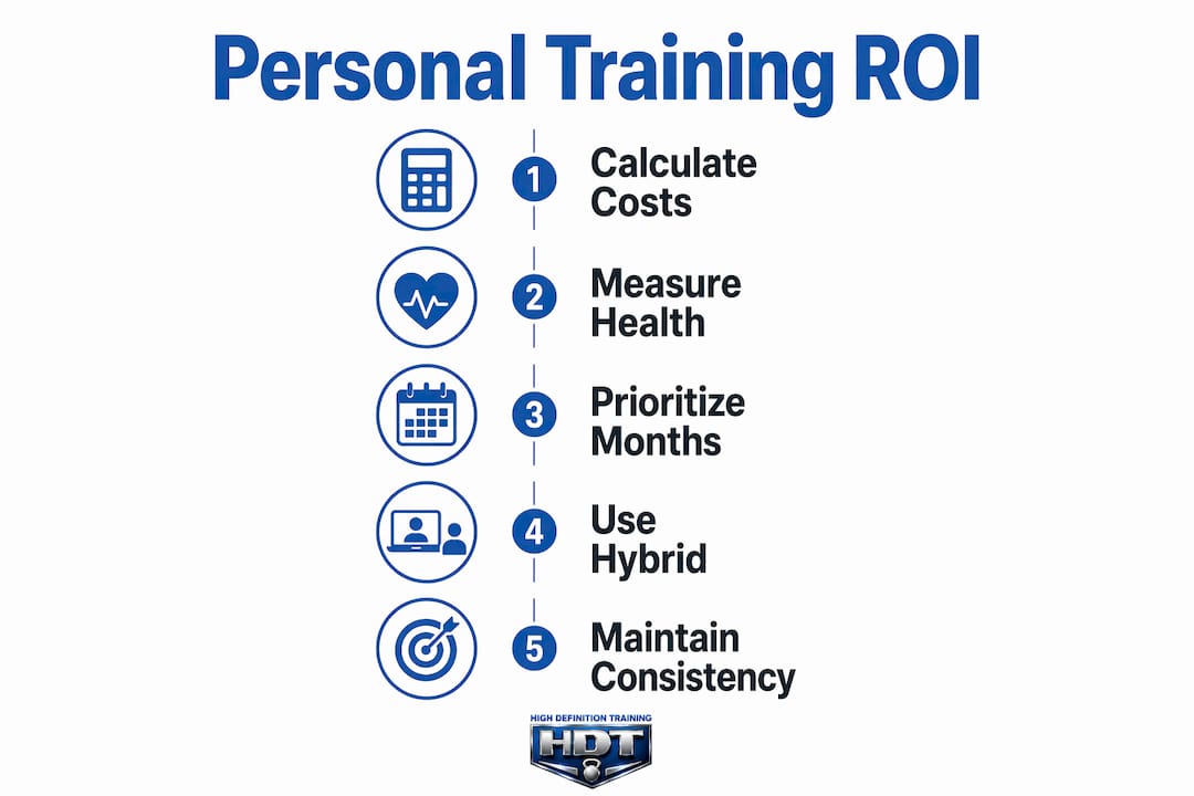 Infographic outlining steps to maximize personal training ROI
